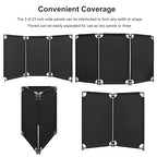 3 Panels Safety Barricade 5.8FT Foldable Security Sign Barrier Gate with Heavy Duty PVC Frame High Visibility Caution Symbol Crowd Control Restricted Area Pedestrian Barricade Traffic Fence Black