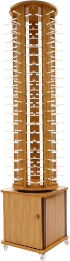 Sunglasses Display Stand, 90 Pairs Wooden 360° Rotating Sunglass Eyeglass Holder Organizer, Glasses Hanger Storage Rack for Retail Commercial Display, L16.9*W14.2*H66.1in, Brown