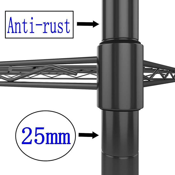 Standing Shelving Units, 36" W x 14" D x 32" H Metal Storage Shelves, Adjustable Carbon Steel Wire Shelving Rack Display Shelf for Garage Bathroom Kitchen Home Office (3-Tiers, Black)