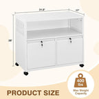 Mobile Filing Cabinet with Lock,Metal Lateral File cabinets Printer Stand with Storage Cabinets for Home Office,A4/F4/Letter (White)