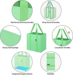BALEINE 4 PK Grocery Bags Reusable Shopping Bags with Reinforced Bottom, Heavy Duty Foldable Tote BagsLight Green, 4 Pack
