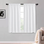 KGORGE Bedroom Curtains 2 Panel Sets, Room Darkening Thermal Insulated Noise Reducing Energy Efficiency Small Window for Bedroom Living Room, Back Tab Rod Pocket, W52 x L54, White