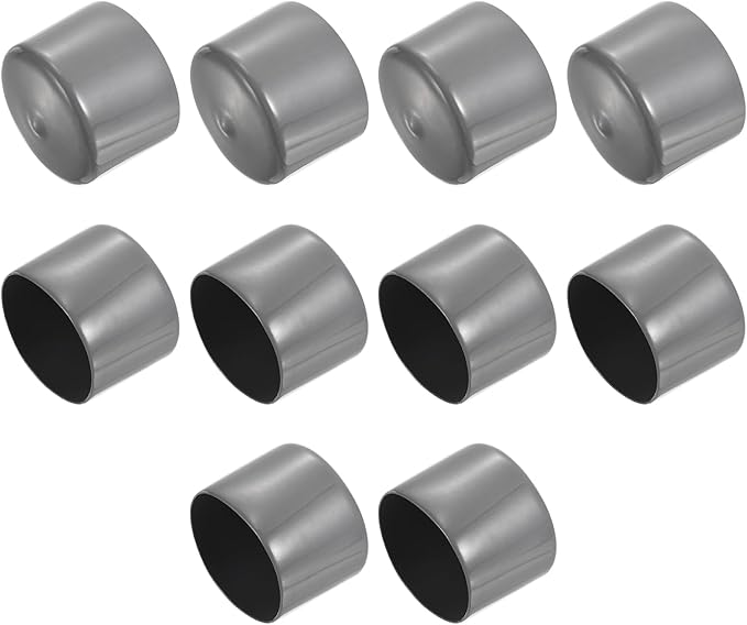 uxcell 10pcs Rubber End Caps 57mm ID Vinyl Round End Cap Cover Screw Thread Protectors Dark Grey
