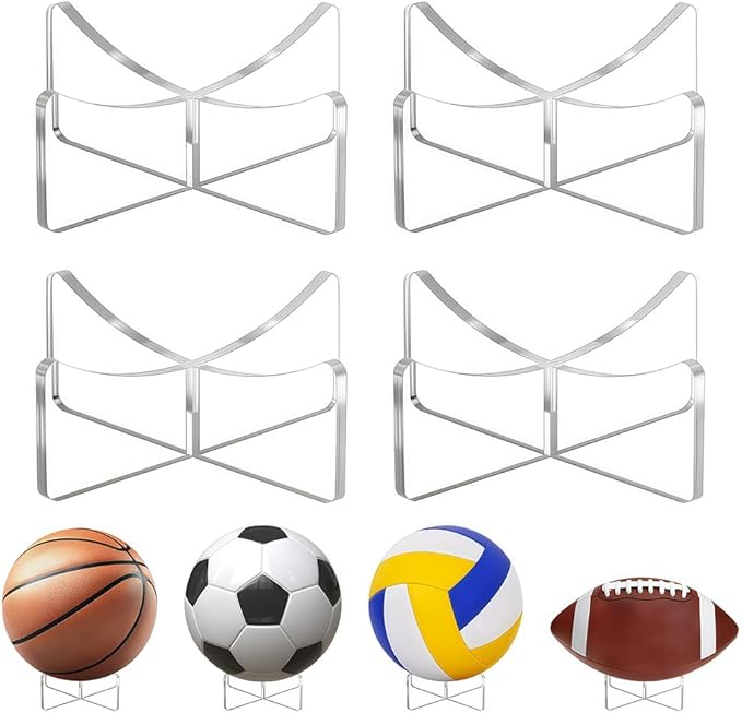 [4 Pack] Basketball Stand 3.54x1.3 Inch, Clear Acrylic Ball Stand for Display, Storage Holder for Football Volleyball Soccer Basketball Rugby