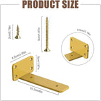 6 PCS Gold Steel Heavy Duty Brackets Without Lip, 6 Inch Supports DIY for Shelves Bracket with 5mm Thick, Industrial Modern Floating Shelf Support for Wall Mount Shelves