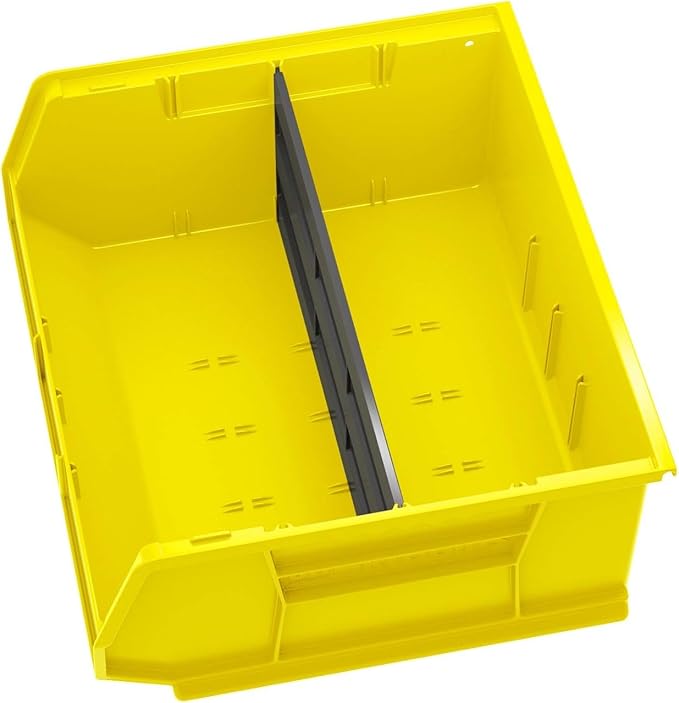 Akro-Mils 30250 AkroBins Plastic Storage Bins, Space-Saving Stackable Bins for Garage, Pantry, Craft Organization, 15-Inch x 16-Inch x 7-Inch, Yellow, 6-Pack