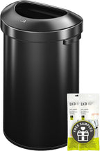 EKO Urban 16 Gallon Semi-Round Open Top Waste Bin, Stainless Steel Half Round Commercial Trash Can for Indoor and Outdoor, Extra Large Garbage Bin for Home, Office, Restaurant, 60L, Matte Black