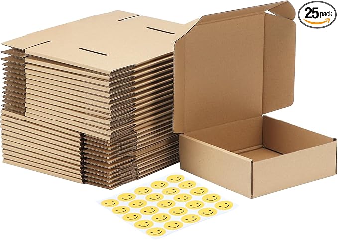 MEBRUDY 6x6x2 Inches Shipping Boxes Pack of 25, Small Corrugated Cardboard Box for Mailing Packing Literature Mailer