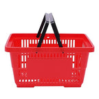 12Pcs Plastic Shopping Baskets with Handles, 18L/4.7Gal Durable Plastic Shopping Cart, Large Portable Grocery Basket for Retail Store, Supermarket, Red