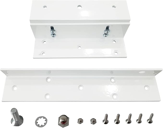 Visionis FPC-5191-WH White 300lbs Indoor Electromagnetic Lock with 300 lbs L and Z Bracket for Inswinging Door