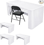 HolidayIdeas Open Back Fitted Tableclothss for 6 Foot Rectangle Table, Wrinkle Resistant Washable Table Covers 72x30 Inch for Craft Fairs, Banquets, Trade Show Display, White,4 Pcs