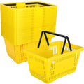 12 Pcs Shopping Baskets 20 L Plastic Store Retail Baskets with Handles 16.9 * 11.8 * 9.1 Inches for Market Grocery Supplies Thrift Convenience Storage(Yellow)