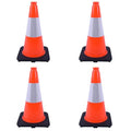 4 Pack 18 Inch Orange PVC Traffic Cones Black Base Stable Durable, Parking Lot Driveway School Training Safety Cones Multi-Purpose (4, Orange, 18 Inch)