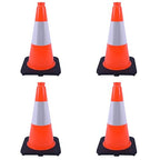 4 Pack 18 Inch Orange PVC Traffic Cones Black Base Stable Durable, Parking Lot Driveway School Training Safety Cones Multi-Purpose (4, Orange, 18 Inch)