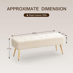 Furnimart Faux Fur Boho Bench Ottoman Upholstered Tufted Bench with Padded Seat, Footrest Foot Stool with Sturdy Metal Leg, for Bedroom Living Room Entryway