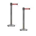 Crowd Control Warehouse CCW Series RBB-150 - Set of 2 Stanchion Retractable Belt Barriers - 16 Foot, RED"Authorized Access ONLY" White Letter Belt with Satin Stainless Steel Post - Easy Assembly