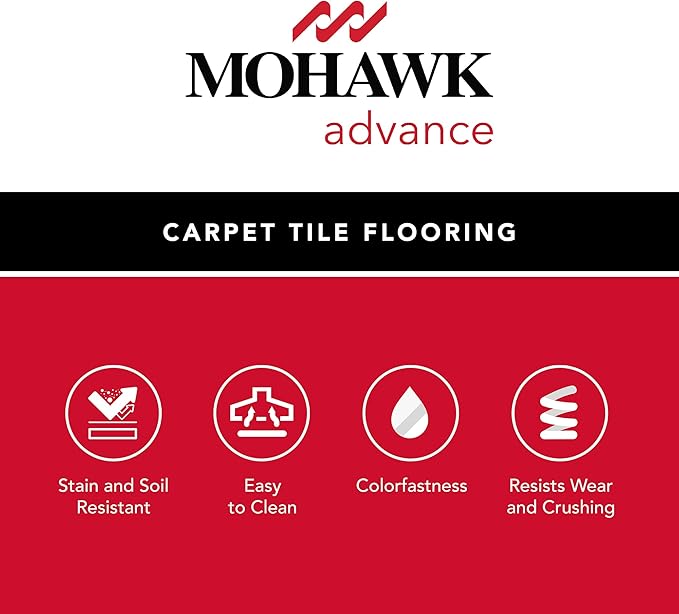 Mohawk Advance 24" x 24" Berber (Loop pile), 0.11" Pile Height, Carpet Tile, Nylon Fiber, Stonewash Color, (1 Tile)