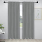 Easy-Going Rod Pocket Blackout Curtains for Bedroom, Room Darkening Window Curtains for Living Room, Thermal Insulated Noise Reduction Solid Window Drapes, 2 Panels(34x84 in, Light Gray)