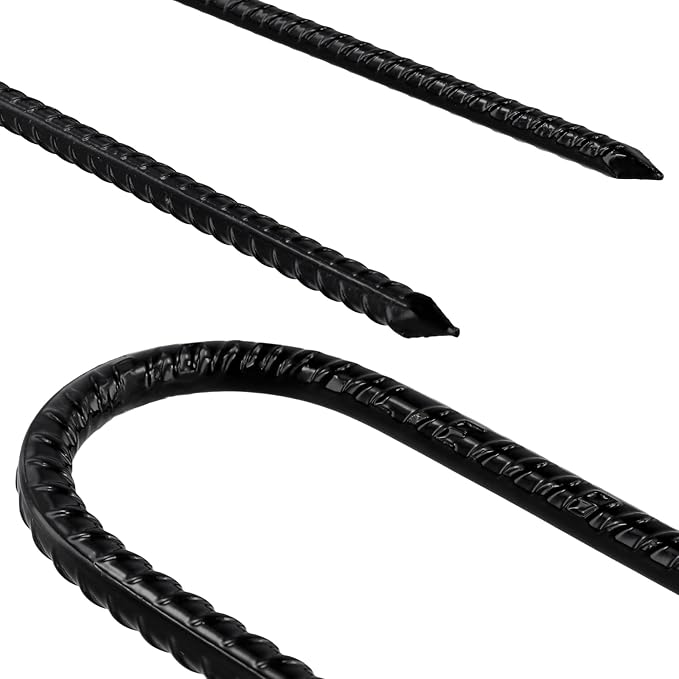U Shaped Trampoline Stakes, Black Steel, 12 Inch, 20 Pack, Ground Anchors for Tents, Position Kits, Fences