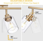 6-Light Track Lighting Kits Gold, Multi-Directional Rotating Kitchen Tracking Light Heads with Clear Glass, Modern Track Lighting Fixture Ceiling Vanity Lights for Bathroom Island Accent Shop