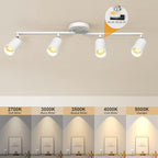 5Color LED Track Lighting Kit 4 Lights Dimmable 48W Track Light,Zoomable15°/24°/36°/45°/60°-2700K/3000K/3500K4000K/5000K,Track Lighting for Accent Task Kitchen,Lumen 4800 (White)