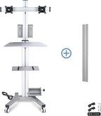 Yescom Mobile PC Stand Workstation with 2 Poles Dual Monitor Mount for 32" Screen Sliver