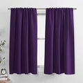 PONY DANCE Kitchen Blackout Curtains - Home Decoration Light Block Curtain Drapes Window Coverings Short Drapes with Rod Pocket for Bedroom, 42-inch by 45-inch, Royal Purple, 2 Panels