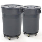 Outdoor Trash Can with Lid, 32 Gallon Trash Can with Lid and Wheels, Heavy-Duty Construction, Perfect Backyard, Deck, or Garage (2 Pack)