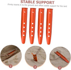 4Pcs Aluminum Tent Stakes Orange Lightweight Ground Pegs for Camping Beach Sand Snow Outdoor Tent Ground Anchors
