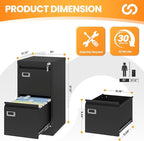 2 Drawer File Cabinet with Lock, Metal Filing Cabinets for Home Office, Vertical Black Small File Caninet, Steel Narrow Two Drawer File Cabnet for Letter/Legal / A4 / B4 - Assembly Required