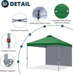 MASTERCANOPY Durable Pop-up Canopy Tent with 1 Sidewall (10'x10',Forest Green)