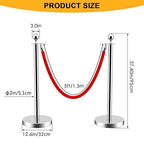 LOVMOR Crowd Control Stanchion, 12Pcs Silver Stanchion Posts Queue with 8pcs 5 ft/1.5 m Red Velvet Rope, Rope Barriers Crowd Control Barriers Queue Line for Hotel Theater Party Supplies