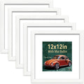 VCK Picture Frame Display Picture Photo Frame with High Definition Real Glass Front Display Tabletop and Wall Mounting (White, 12x12-5 Pack)