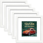 VCK Picture Frame Display Picture Photo Frame with High Definition Real Glass Front Display Tabletop and Wall Mounting (White, 12x12-5 Pack)