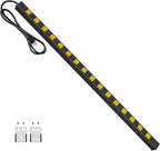 JUNNUJ Long Metal 16 Outlet Wide Spaced Garage Industrial Heavy Duty Power Strip with 4 FT Cord 15A, 125V, 1875W. Yellow