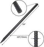 VVOKGO Rebar Stakes 24 Inch Ground Straight Concrete Form Stakes Heavy Duty (16pcs), 3/8" Diameter Metal Steel Spikes Anchors with Chisel Point End for Plant Support, Garden Border,Landscape Edging