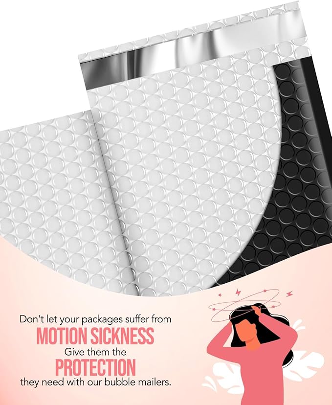 GSSUSA Black Bubble Mailers 8.5X12 Inches 500 Pack, Padded Poly Bubble Mailer, Large padded Envelopes Strong Adhesion Bubble Envelopes,Self-Seal Mailing Envelopes for Small Business,Package Supplies