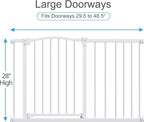 Great Gates Pet Gate - Durable Steel Gate for Stairs - Self-Closing Door & 2-Step Child Proof Lock - Wall-Friendly Dog Gates for Doorways (Fits Most) - 29.8"- 47.5", 28” Tall