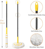 KeFanta Self-Wringing Twist Mop for Floor Cleaning, Long Handled Microfiber Floor Mop with Top Scouring Pad for Kitchen, Hardwood, Restaurant, Bathroom, Garages, Warehouses, Office,57-inch