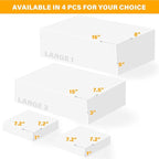 Large Buffet Risers Set of 4, 16"x8"x5" Display Stands, White Acrylic Food Risers for Party, Dessert Table, and Catering, Nesting and Stackable Display Risers