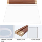 Acrylic Sign Holder 8.5 x 11 with Wood Color Base, 3 Pack Clear Tabletop Double-Sided T Shape Display Sign Frame Horizontal for Store/Coffee Shop/Office/Hotel Business Display Holder