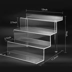 12 Inch Acrylic Shelf for Perfume Organizer in 3 Pack, 4 Tier Funko POP Shelves, Cologne Organizer Tiered Riser Display Stand, Acrylic Display for Decoration