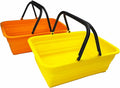 SAMMART Collapsible Basket with Handle 8L (2.1 Gallon) - Portable Outdoor Picnic Basket/Crate - Foldable Basin for Washing Dishes,Camping,Hiking (Golden Yellow + Mandrain Red (Set of 2))
