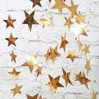 Gold Star Garland Banner Decorations - 156 Feet Bright Gold Paper Garland Hanging Decorations, Glitter Star Bunting Banner for Wedding, Birthday, Holiday, Christmas Party