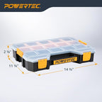 POWERTEC Stackable Tool Box Organizer with Removable Dividers - 17 Compartments, Interlocking, Portable Design (72118)