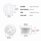 8 Pack Cable Cord Grommet 3/4 Inch Flexible Wire Rubber Grommets for Desk and Other Furniture Wall Hole Cover Cable Management Wire Organizer Cable Pass Through, White Color
