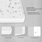 LOAAO 30x30 Inch White Metal Framed Bathroom Mirror for Wall, White Bathroom Vanity Mirror Farmhouse, Large Rounded Rectangle Mirror, Anti-Rust, Hangs Horizontally or Vertically