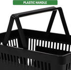 12PCS Shopping Baskets with Handles, 21L Durable Plastic Shopping Cart, Portable Grocery Basket for Supermarket Retail Shop Book Store Laundry, Black