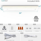 LED Under Cabinet Lighting Hardwired or Plug in, 24 Inch 12W, Dimmable 5 Color 2700K/3000K/3500K/4000K/5000K, Linkable Eyes Care Design Counter Lights for Kitchen, Sink, ETL Listed, White
