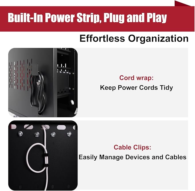 32 Bay Mobile School Charging Cart Station, Black Cart for Chromebook/Tablet/Laptop, with Power Strip, Lockable Doors, 2 Locking Casters & Ventilated Panels, 20" W×20" D×34.06" H